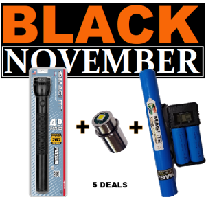 BLACK Maglite Heavy-Duty 4-Cell D Flashlight COMBO!