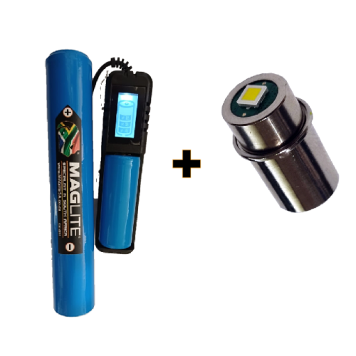 Recharge Battery Kit for 3D Maglite + 330 Lumens LED Upgrade Recharge Battery Kit for 3D Maglite + 330 Lumens LED Upgrade