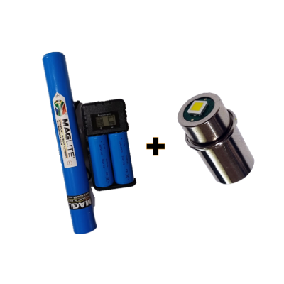 Recharge Battery Kit for 5D Maglite + 630 Lumens LED Upgrade Recharge Battery Kit for 5D Maglite + 630 Lumens LED Upgrade