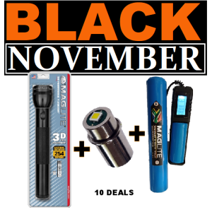 BLACK Maglite Heavy-Duty 3-Cell D Flashlight COMBO