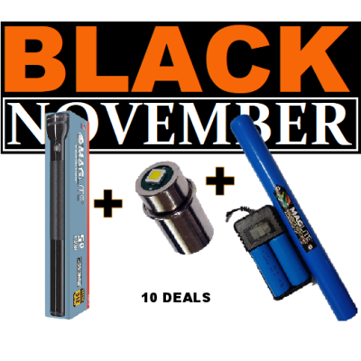 BLACK Maglite Heavy-Duty 5-Cell D Flashlight Combo!