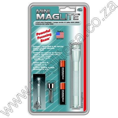 SILVER MINI MAGLITE 2 CELL AAA FLASHLIGHT