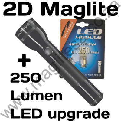 Black Maglite 2D w 278 Lumen LED Upgrade