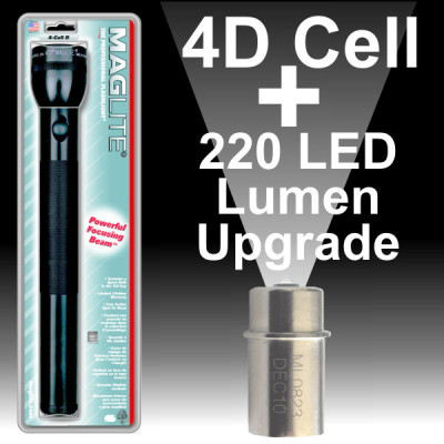 Black 4D Cell Maglitet w 360 Lumen LED