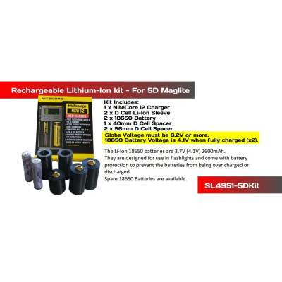 Generic Recharge Battery Kit for 5D Maglite Torches Generic Recharge Battery Kit for 5D Maglite Torches